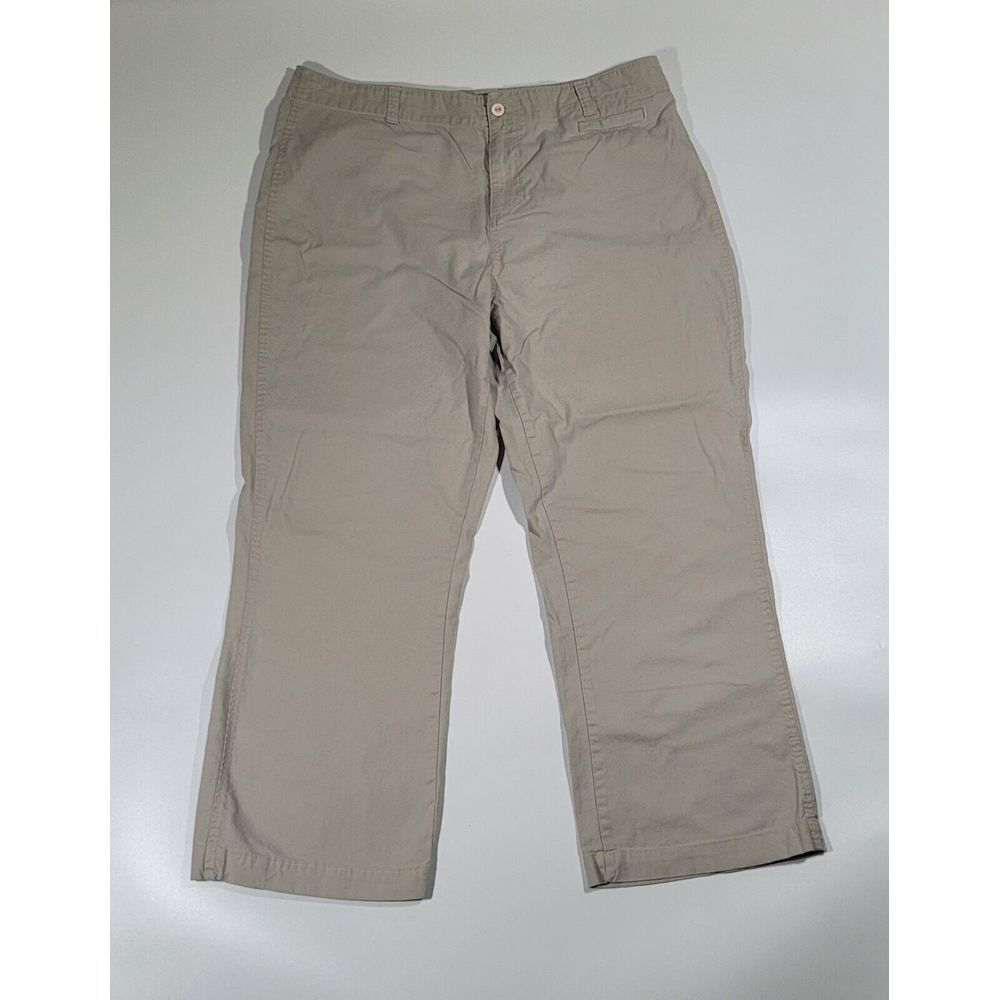 Woolrich Womens British Tan 1032 Straight Leg Cotton Stretch Pants Khaki Size 16